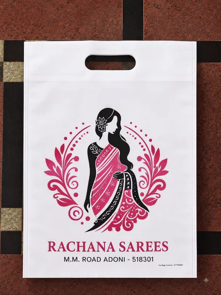 Two colour D-cut bag for a saree shop